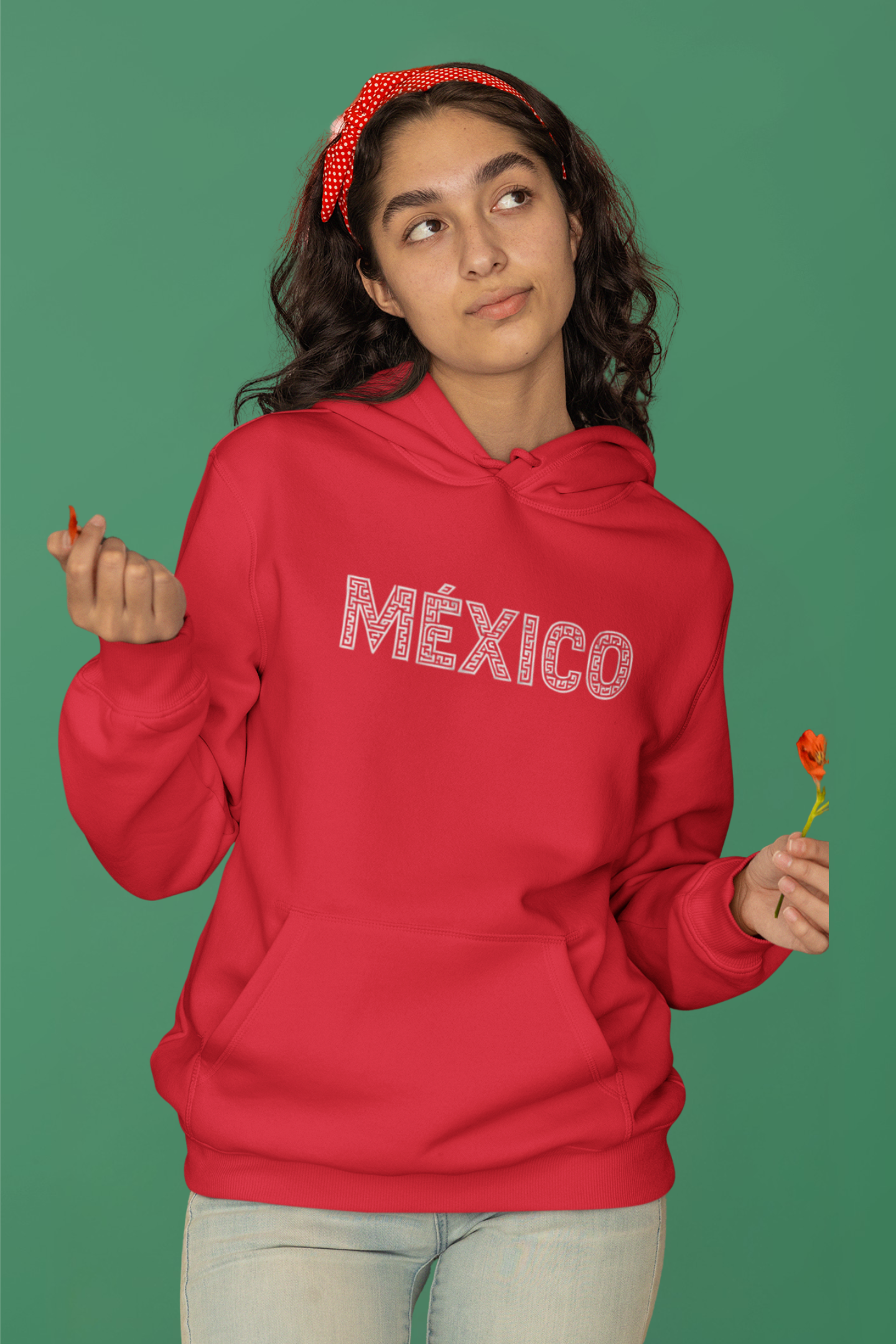Sudadera con gorro “MÉXICO” en grecas – Unisex